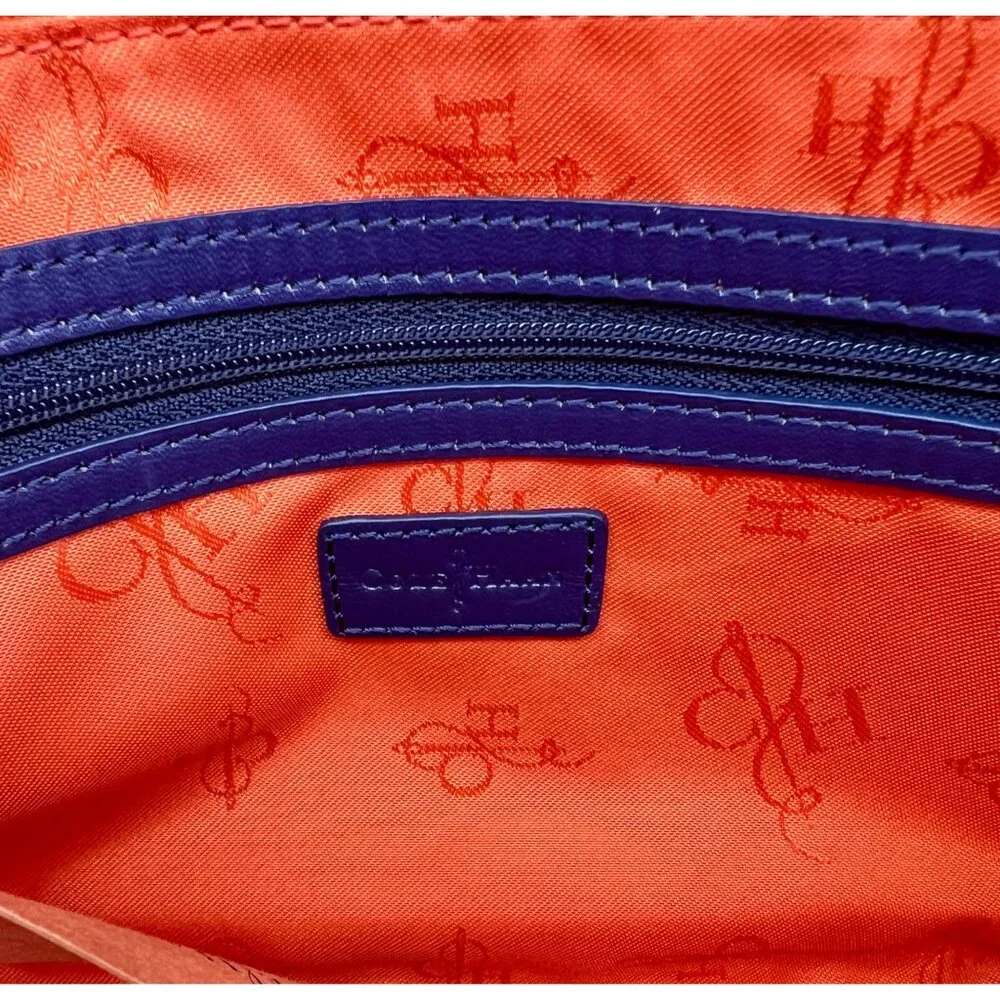 Cole Haan Izzie Clutch Prussian Blue Woven Leather Brynn Weave II NWT - Picture 8 of 10